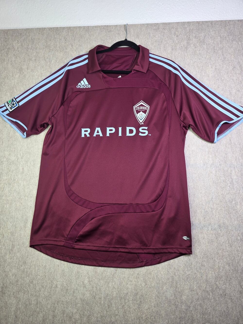 ​Adidas Colorado Rapids MLS Soccer Jersey Maroon Light Blue Men's Size L.